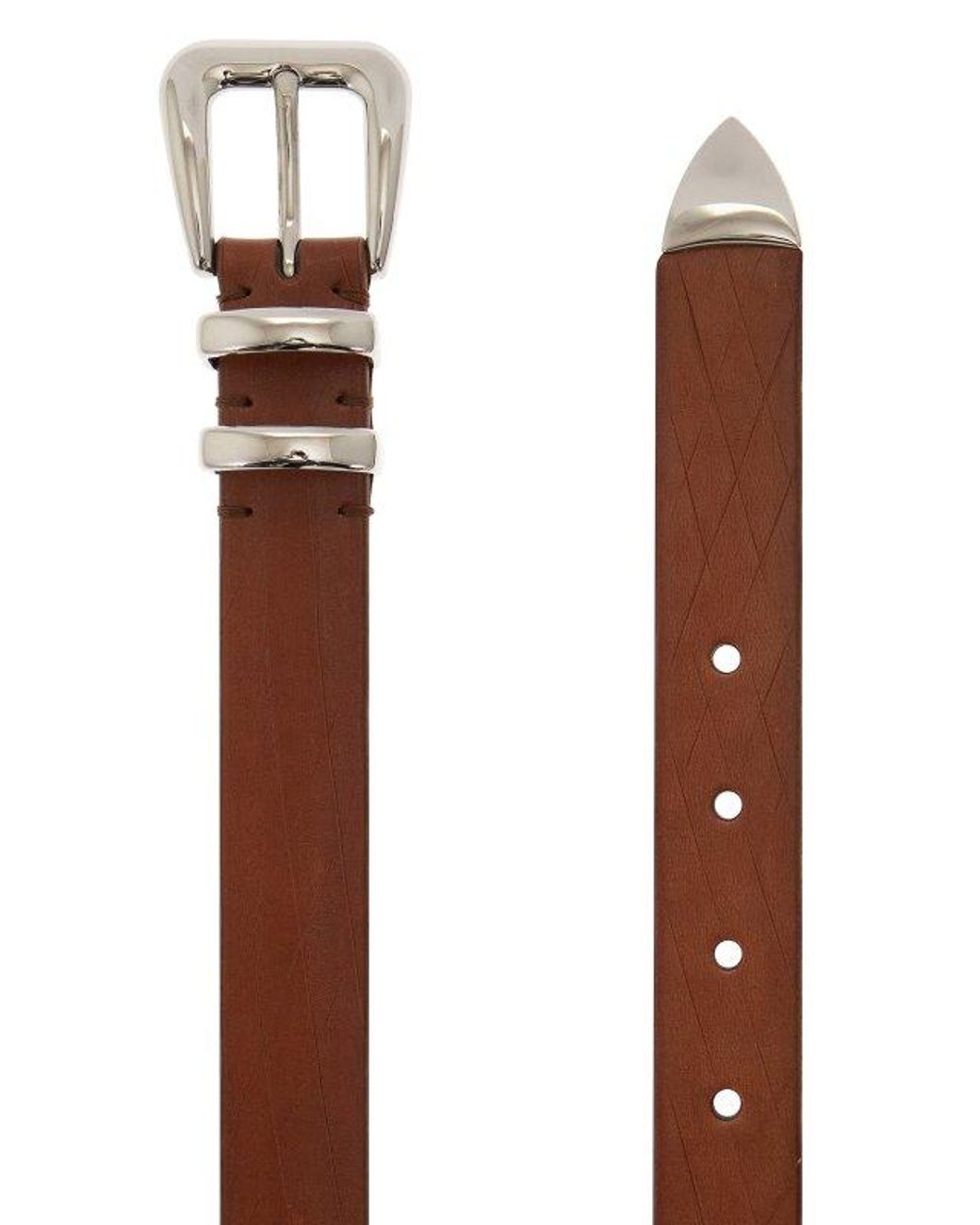 Brunello Cucinelli Brown Leather Belt With Buckle for men