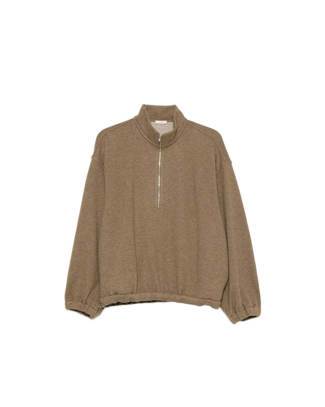 LAMRONS Natural Quarter-Zip Elasticated-Hem Sweater