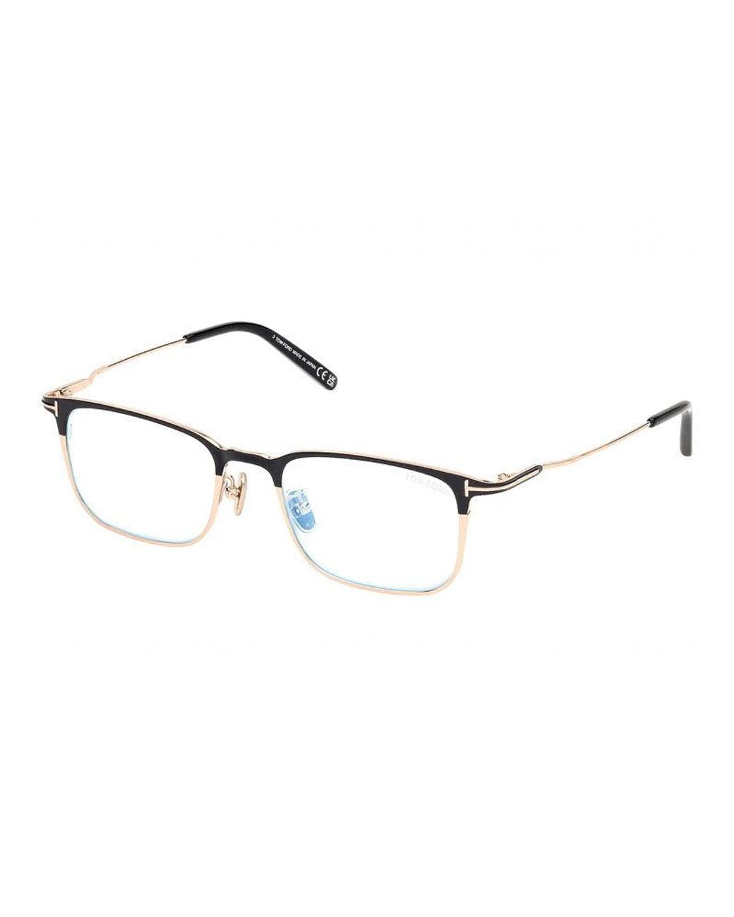 Tom Ford Metallic Eyeglasses Rectangle Full Rim, Shiny Frame And Clear--Light Block Lenses Lens Ft5929-D-B001 Sunglasses for men