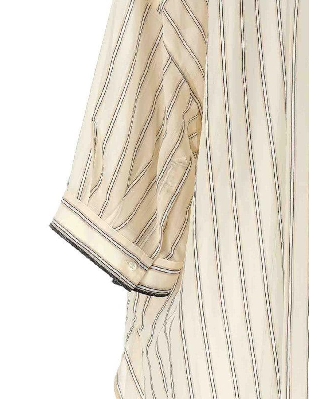 Brunello Cucinelli Natural Silk Blend Oversized Shirt