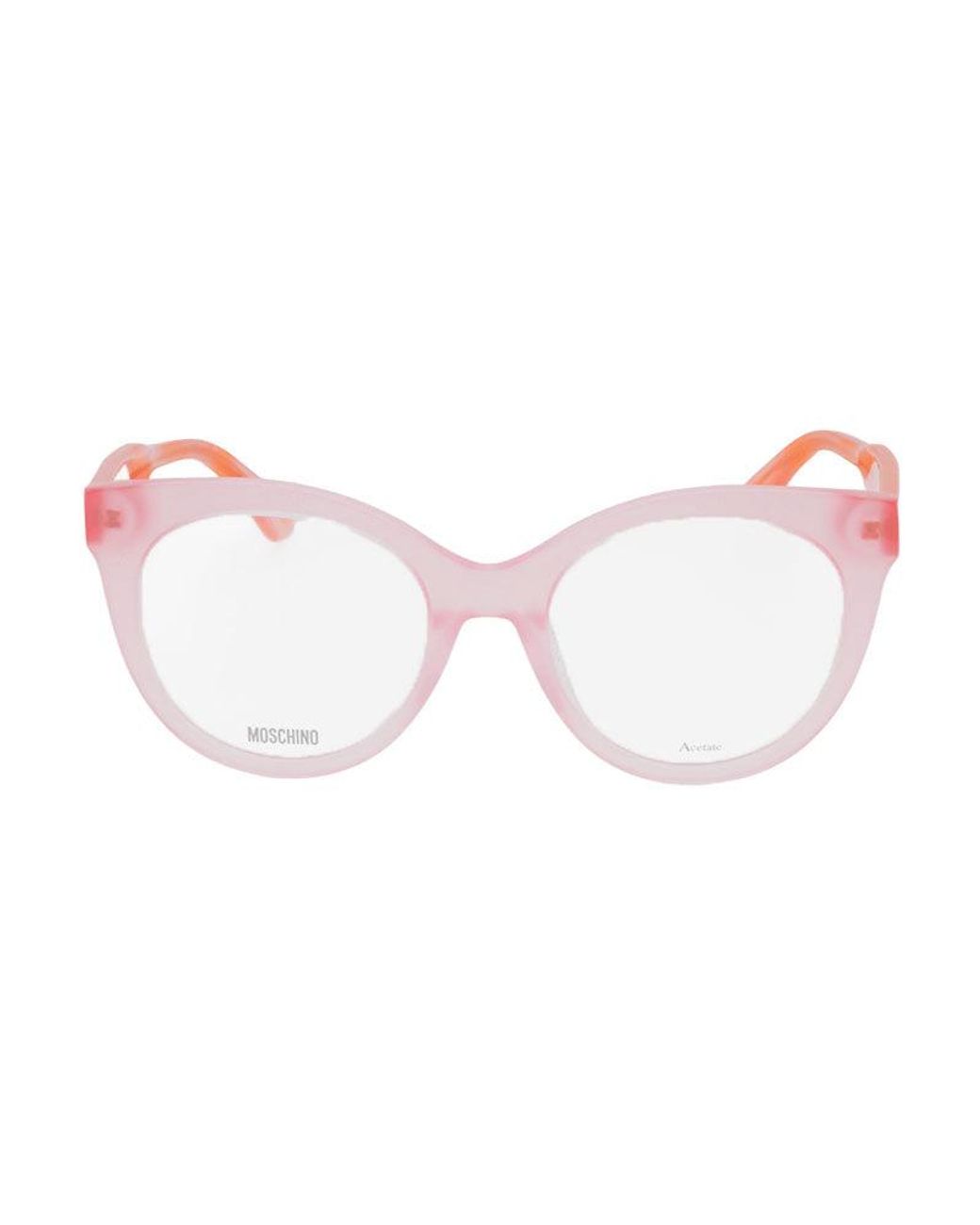Moschino White Eyeglasses Round Full Rim, Frame And Clear Demo Lenses Lens Mos613035J00