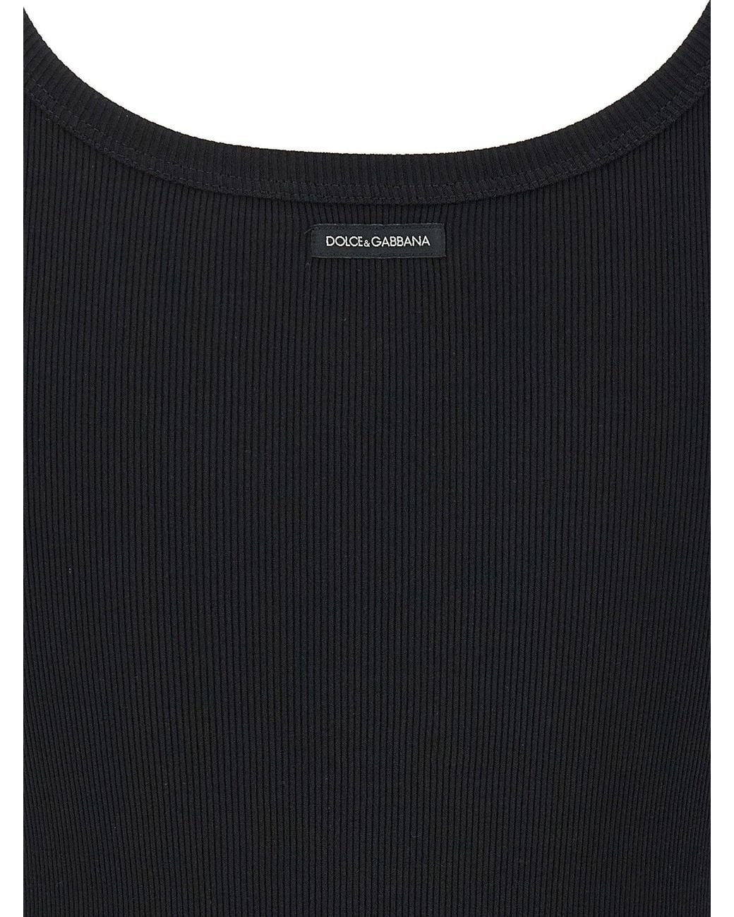 Dolce & Gabbana Black Dolce & Gabbana Ribbed Cotton Tank Top
