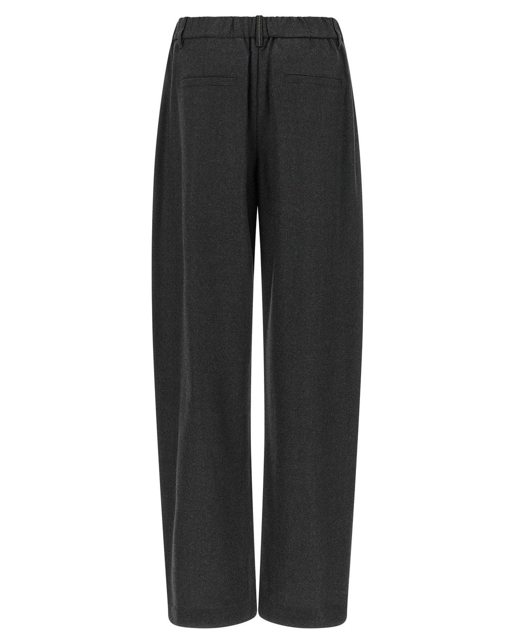 Brunello Cucinelli Black Double-Pleated Wool Trousers
