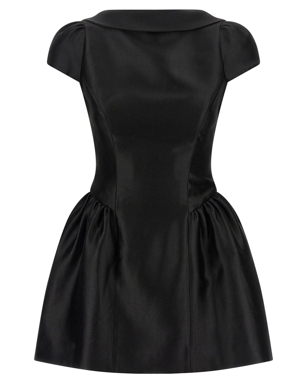 Self-Portrait Black Collared Taffeta Mini Dress