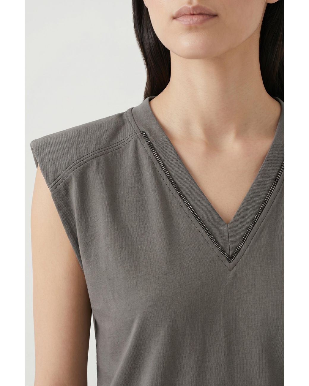 Brunello Cucinelli Gray Dark Sleeveless Shirt