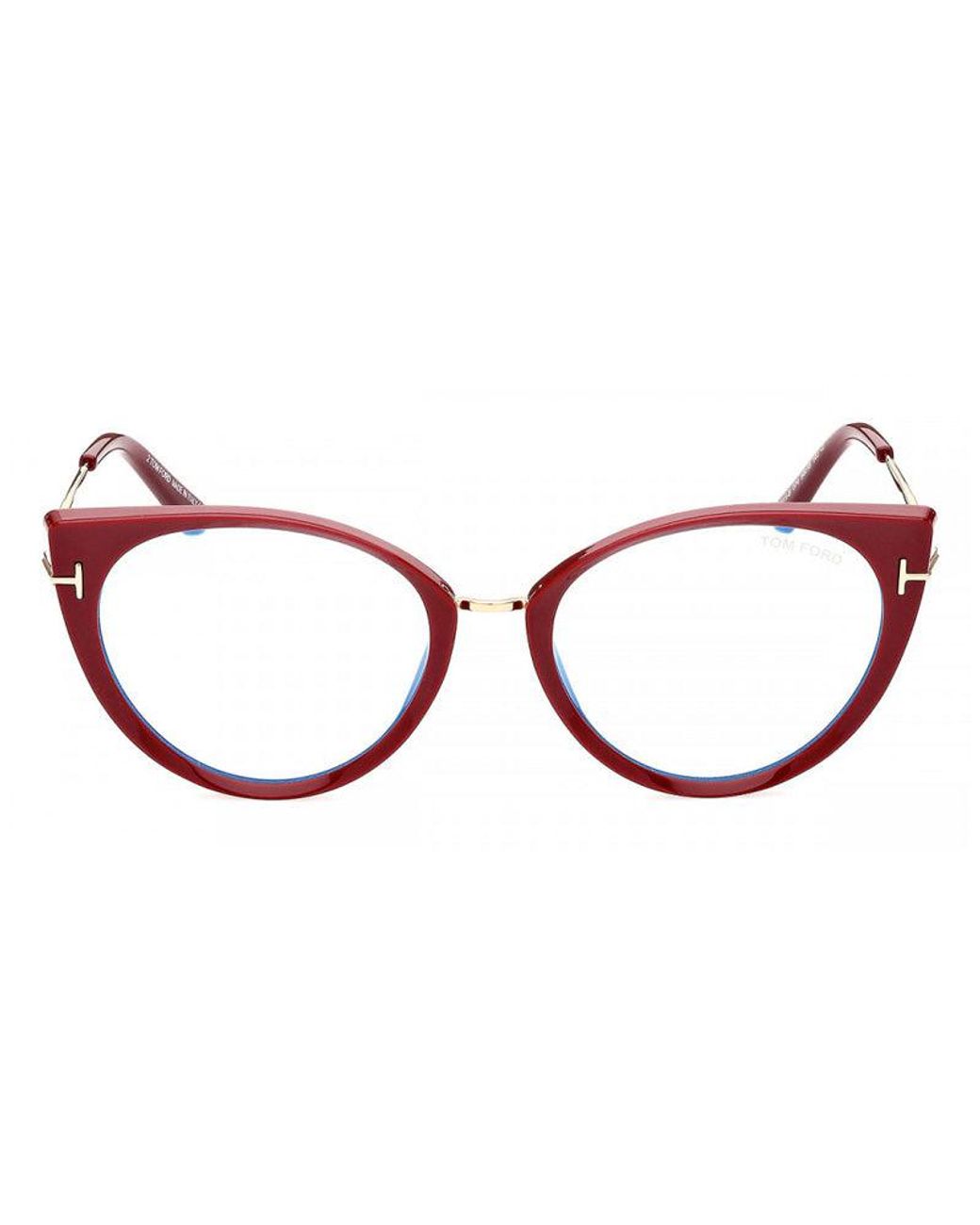 Tom Ford Brown Eyeglasses Cat Eye Full Rim, Shiny Frame And Light Block Lenses Lens Ft5815-B001