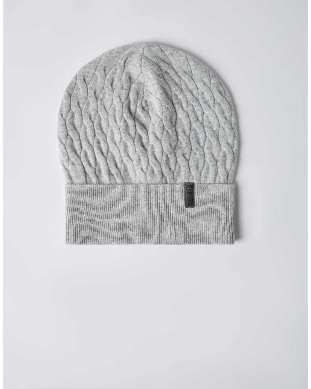 Brunello Cucinelli Gray Light Cable Knit Hat