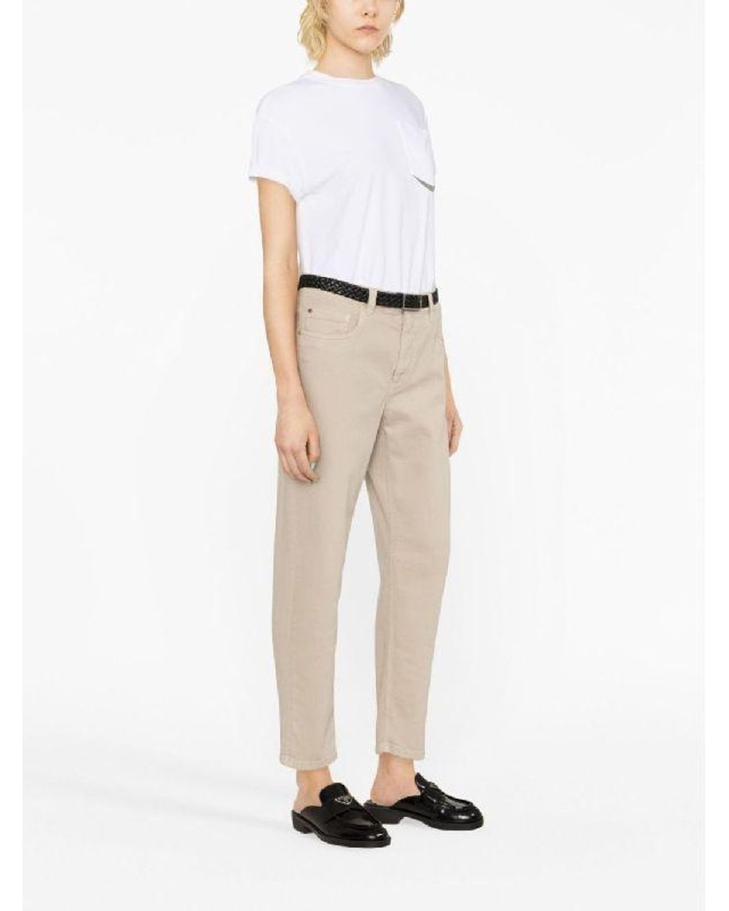 Brunello Cucinelli Natural Cold Cotton Tapered Trousers