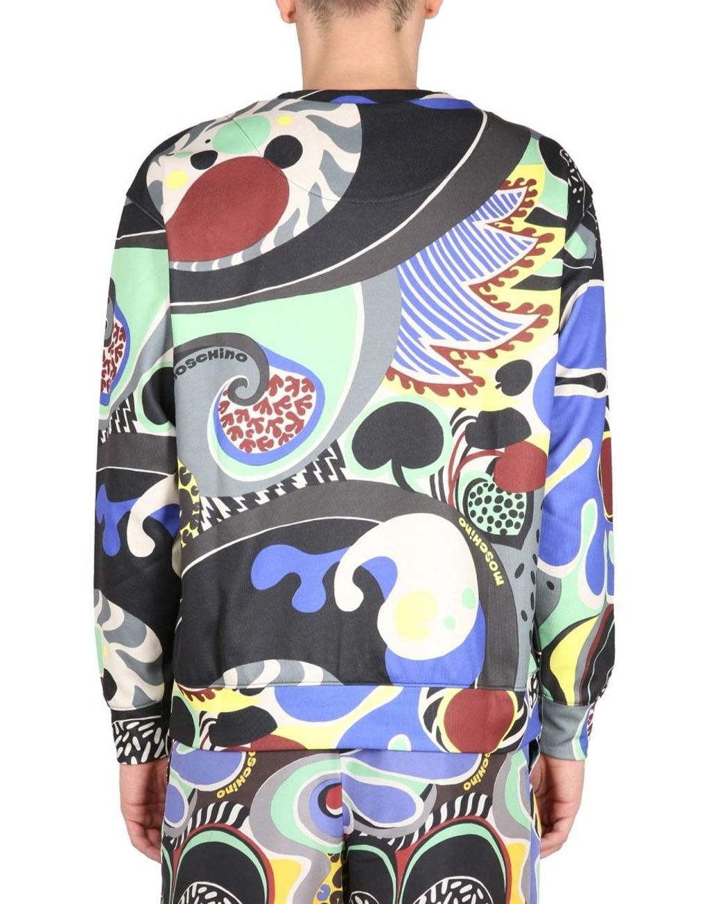 Moschino Blue Psychedelic Print Sweatshirt Polyester Cotton Sweatshirts for men
