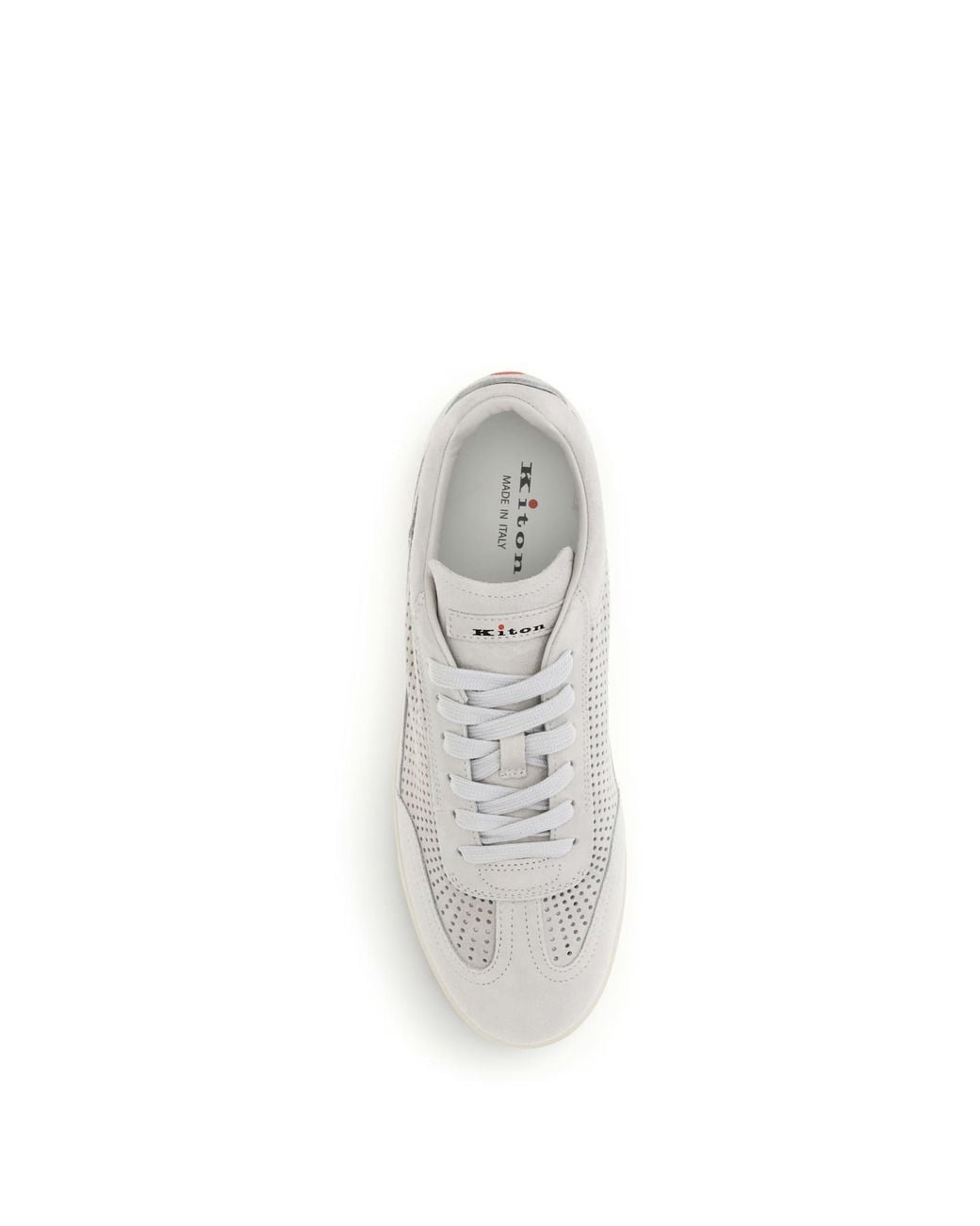 Kiton White Perforated Suede Sneakers for men