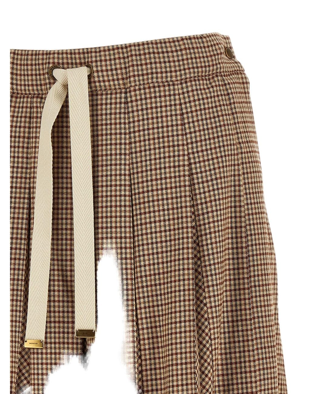 Moncler Brown Moncler Checkered Pleated Viscose Skirt