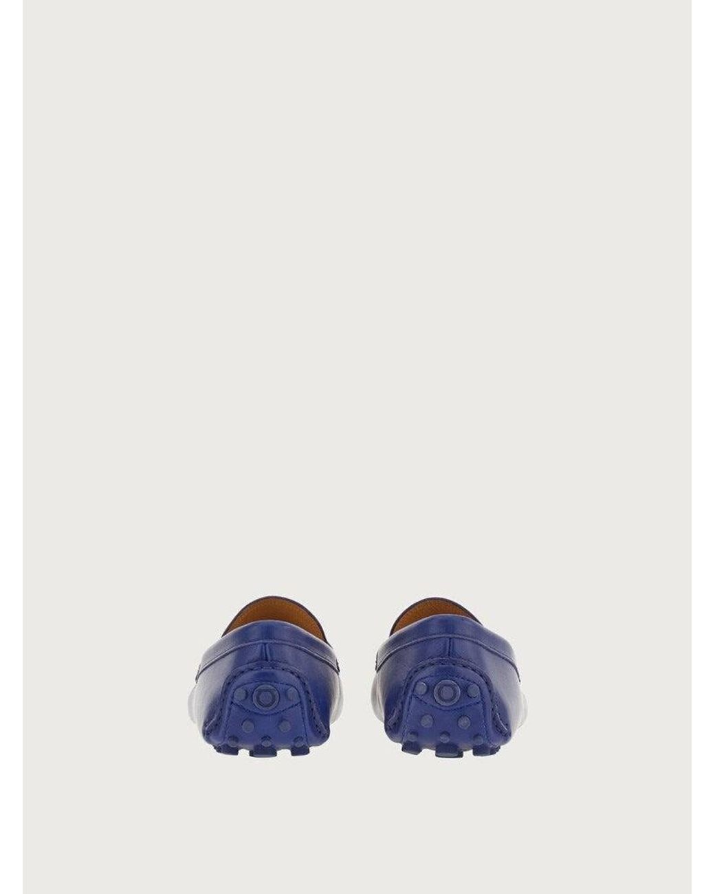 Ferragamo Blue Calf Leather Loafers for men