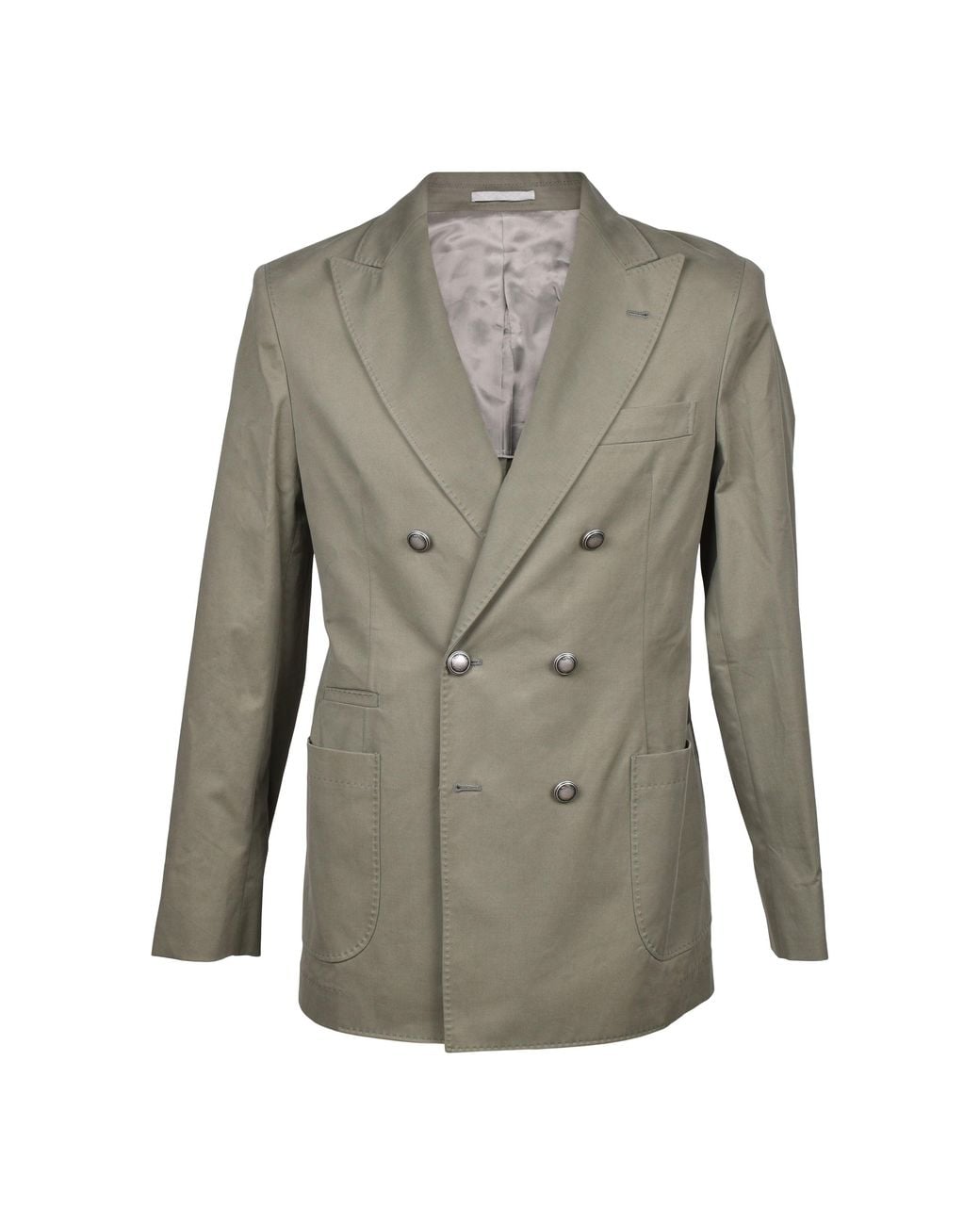 Brunello Cucinelli Green Cotton Double Breasted Suit for men