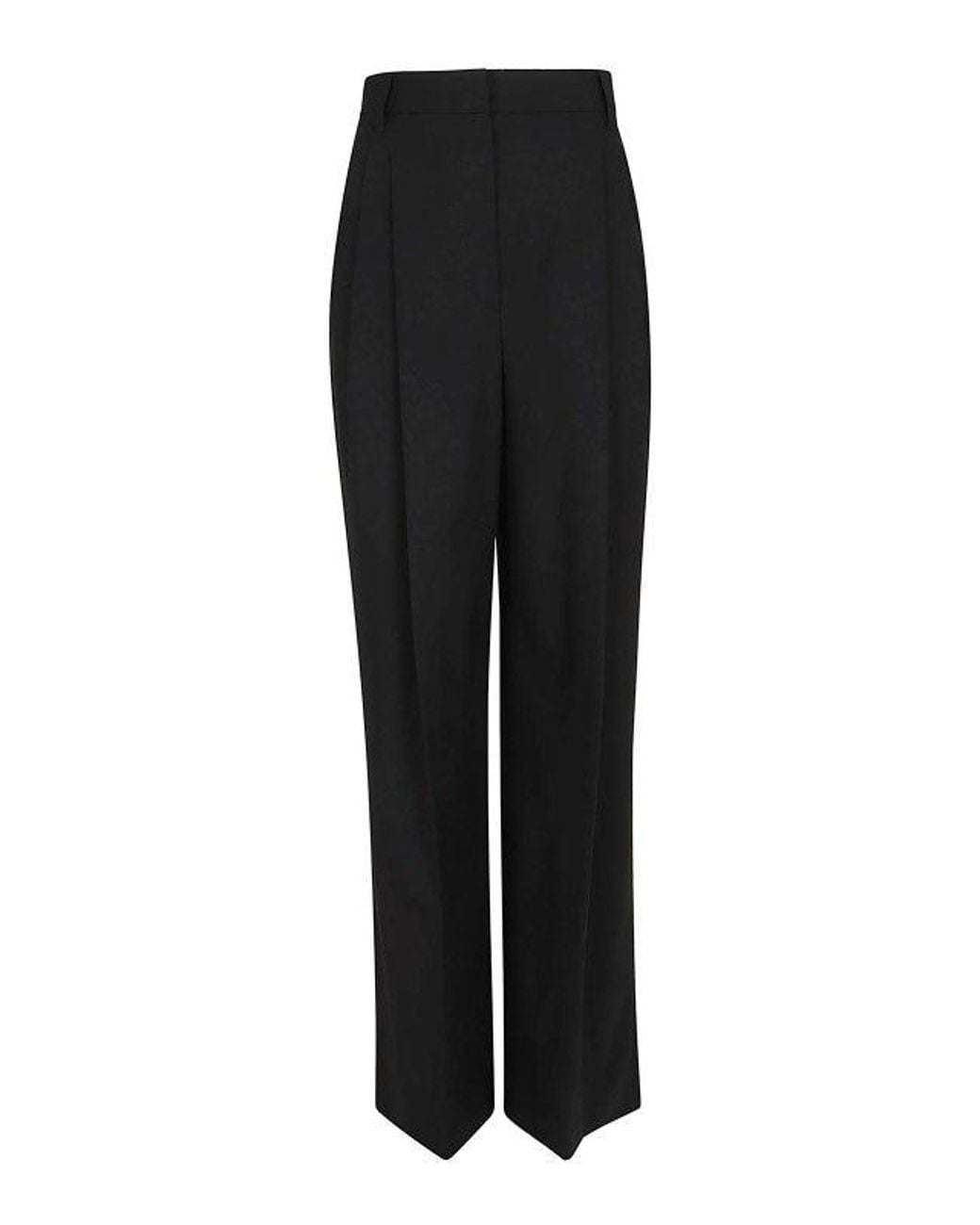 Brunello Cucinelli Black Wool Blend Wide Leg Pants
