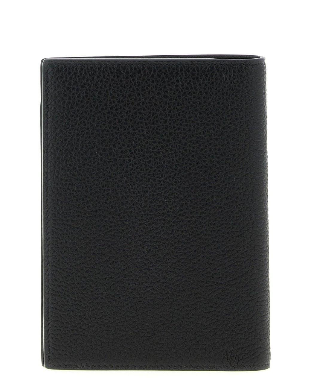 Tom Ford Black Hammered Leather Passport Holder
