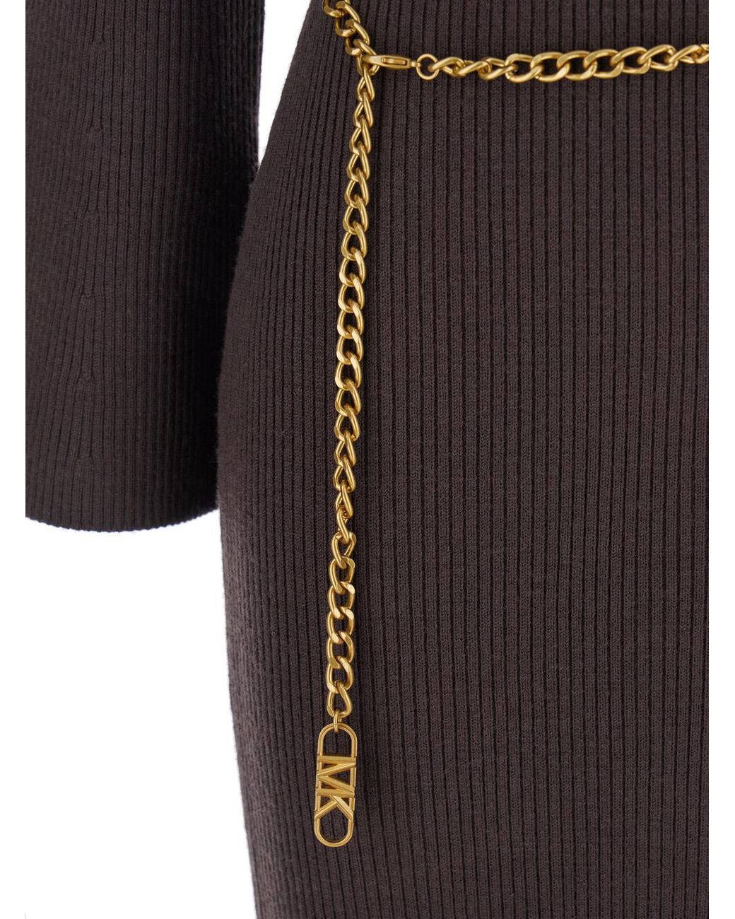 MICHAEL Michael Kors Black Dress With Chain Belt And Logo Plaque