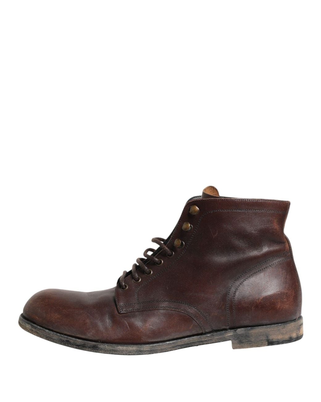 Dolce & Gabbana Brown Lace Up Short Ankle Boots Shoes Leather for men