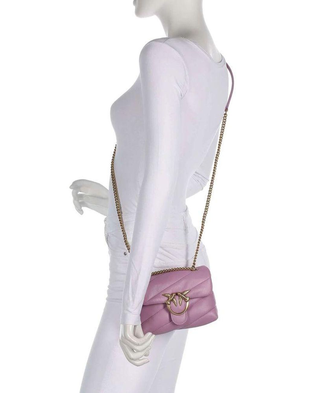 Pinko Purple Shoulder Bag Sheepskin Leather Shoulder-Bags