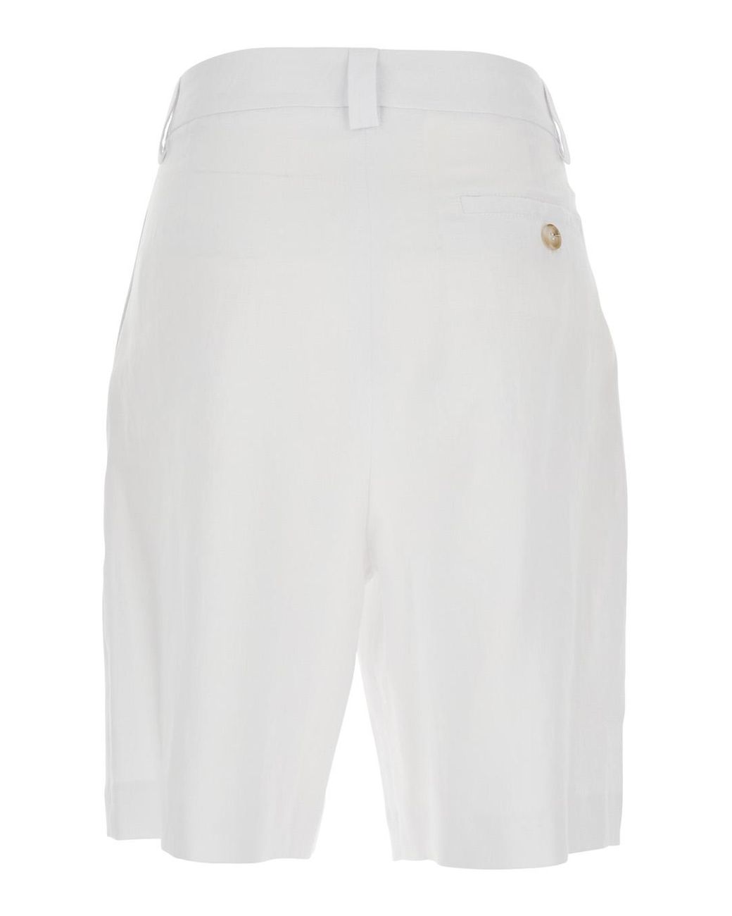 Le Plain White Bermuda With Front Pleates