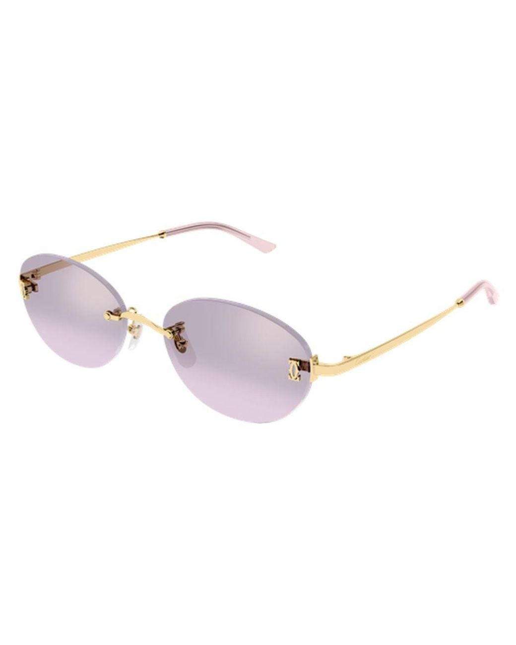 Cartier Purple Cartier Eyewear Ct0642Sa003 Oval Rimless Sunglasses