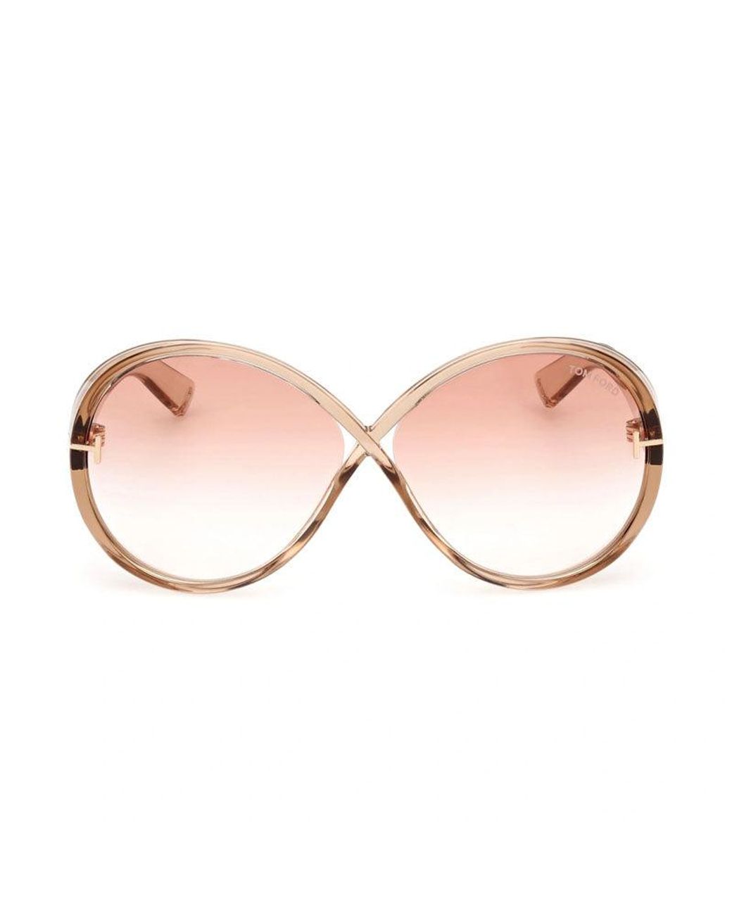 Tom Ford Pink Sunglasses Geometric Full Rim, Shiny Light Frame And Bordeaux Gradient Lens Ft111645T