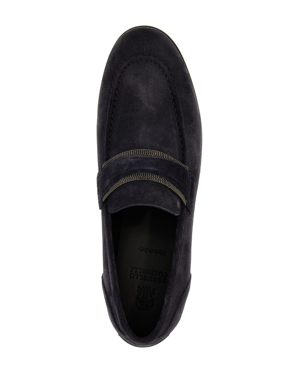 Brunello Cucinelli Black Night Sky Suede Loafer Shoes