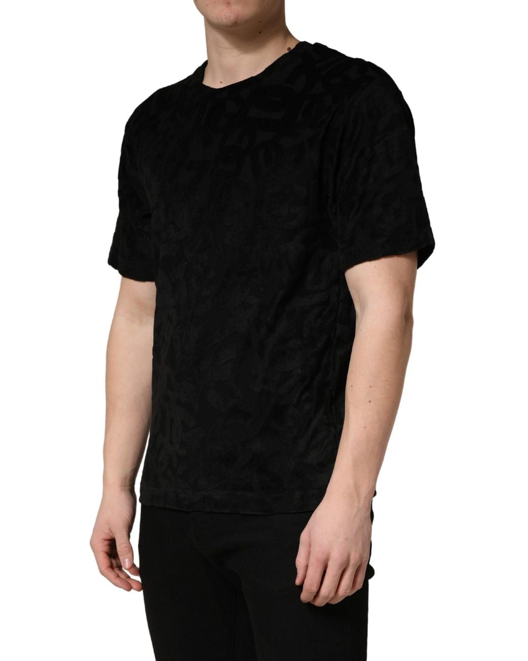 Dolce & Gabbana Black Dg Mania Logo Print Casual T-Shirt Viscose Cotton for men