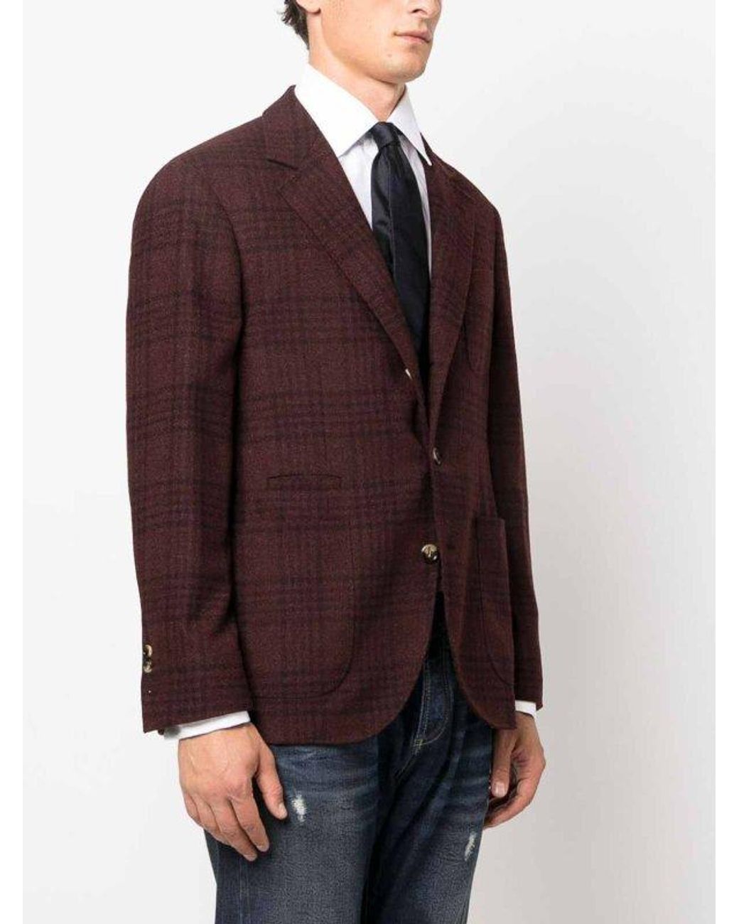 Brunello Cucinelli Purple Wool Blazer for men
