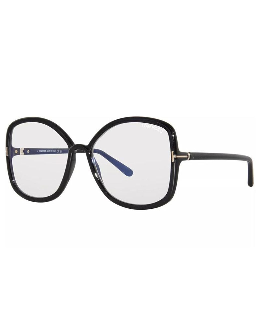 Tom Ford Black Eyeglasses Butterfly Full Rim, Frame And Clear Demo Lenses Lens Ft5845-B074