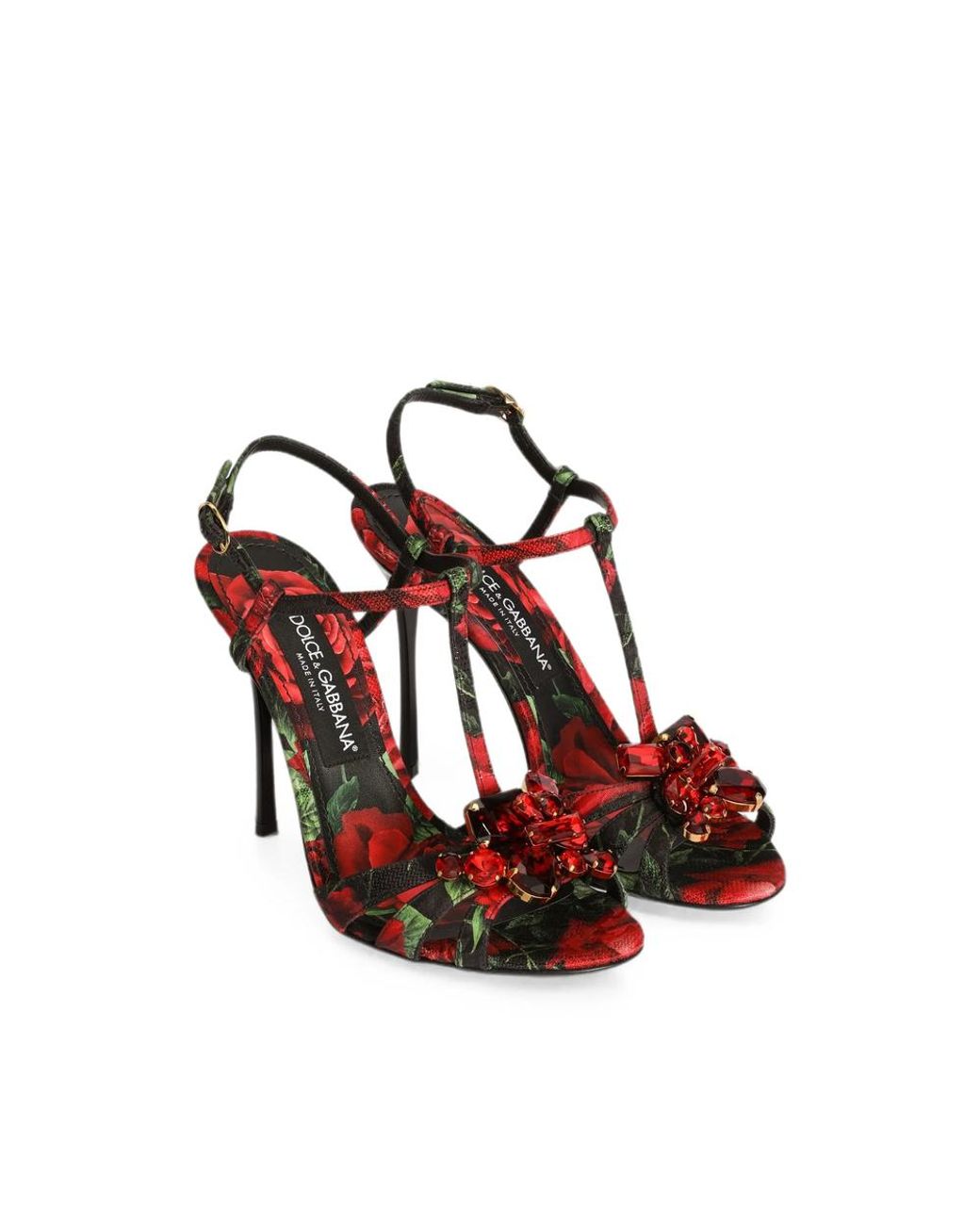 Dolce & Gabbana Pink Rose-Print Brocade Sandals