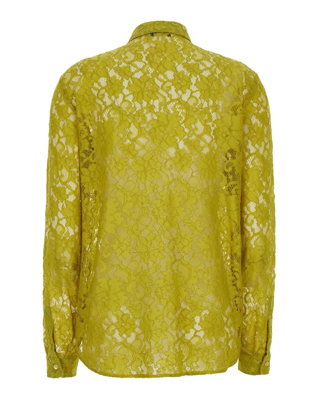 Le Plain Green Shirt Lace Blouses