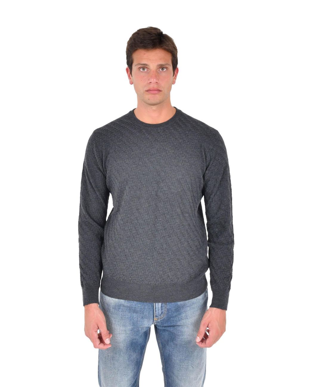 Low Brand Gray Sweater With Jacquard Pattern Wool for men