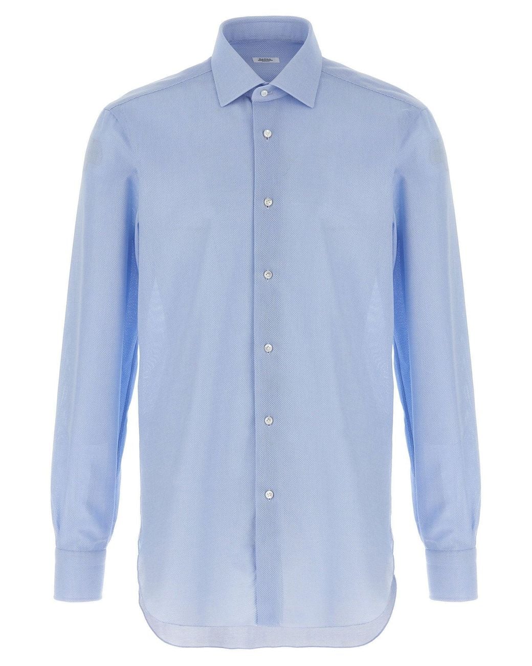 Barba Napoli Blue Honeycomb Cotton Shirt