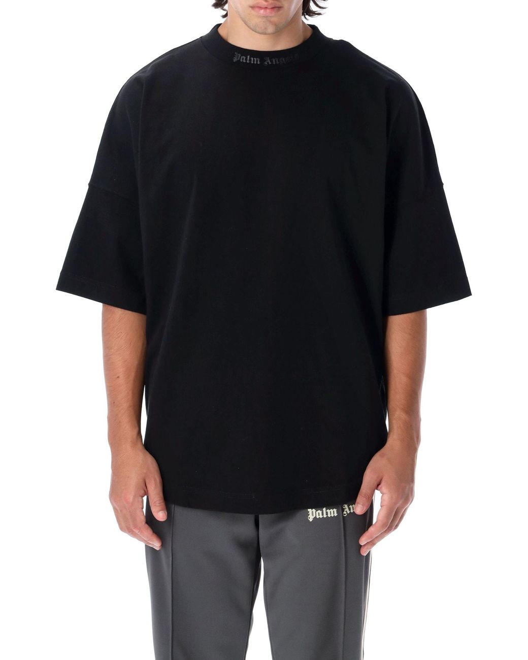 Palm Angels Glitter Logo Classic Oversize T-shirt in Black for Men | Lyst