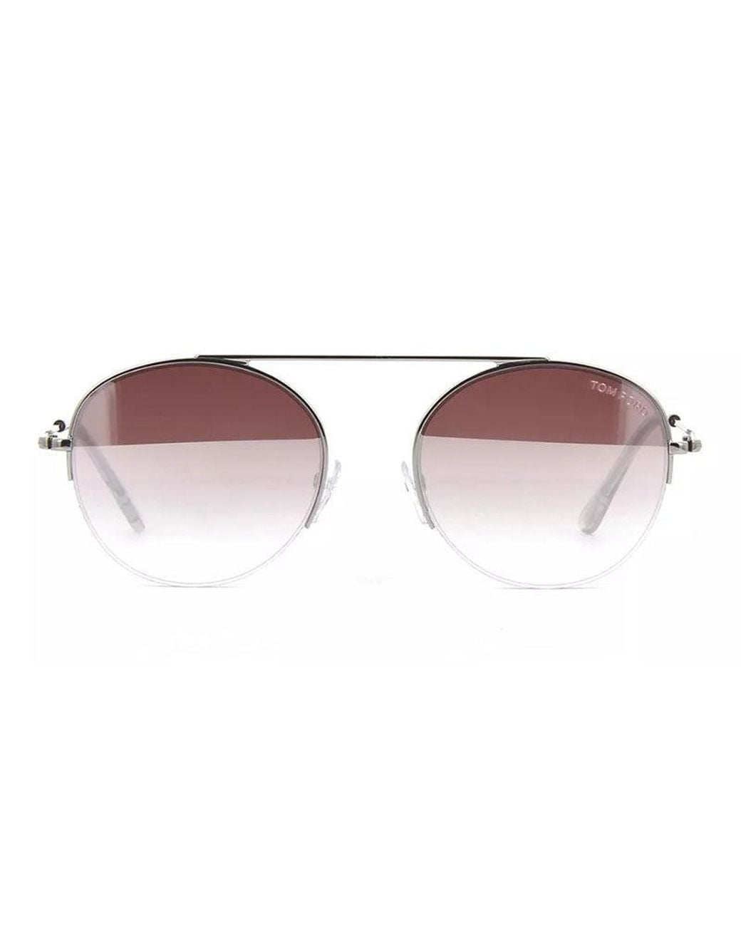 Tom Ford Pink Browline Full Rim, With A Shiny Palladium Frame And Gradient Mirror Lens