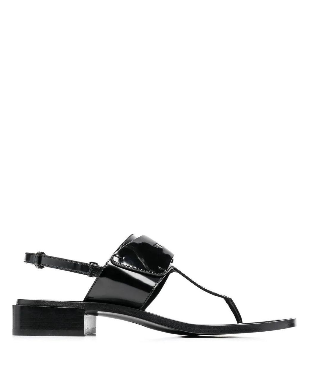 Ferragamo Black Logo-Plaque Detail Thong Sandals