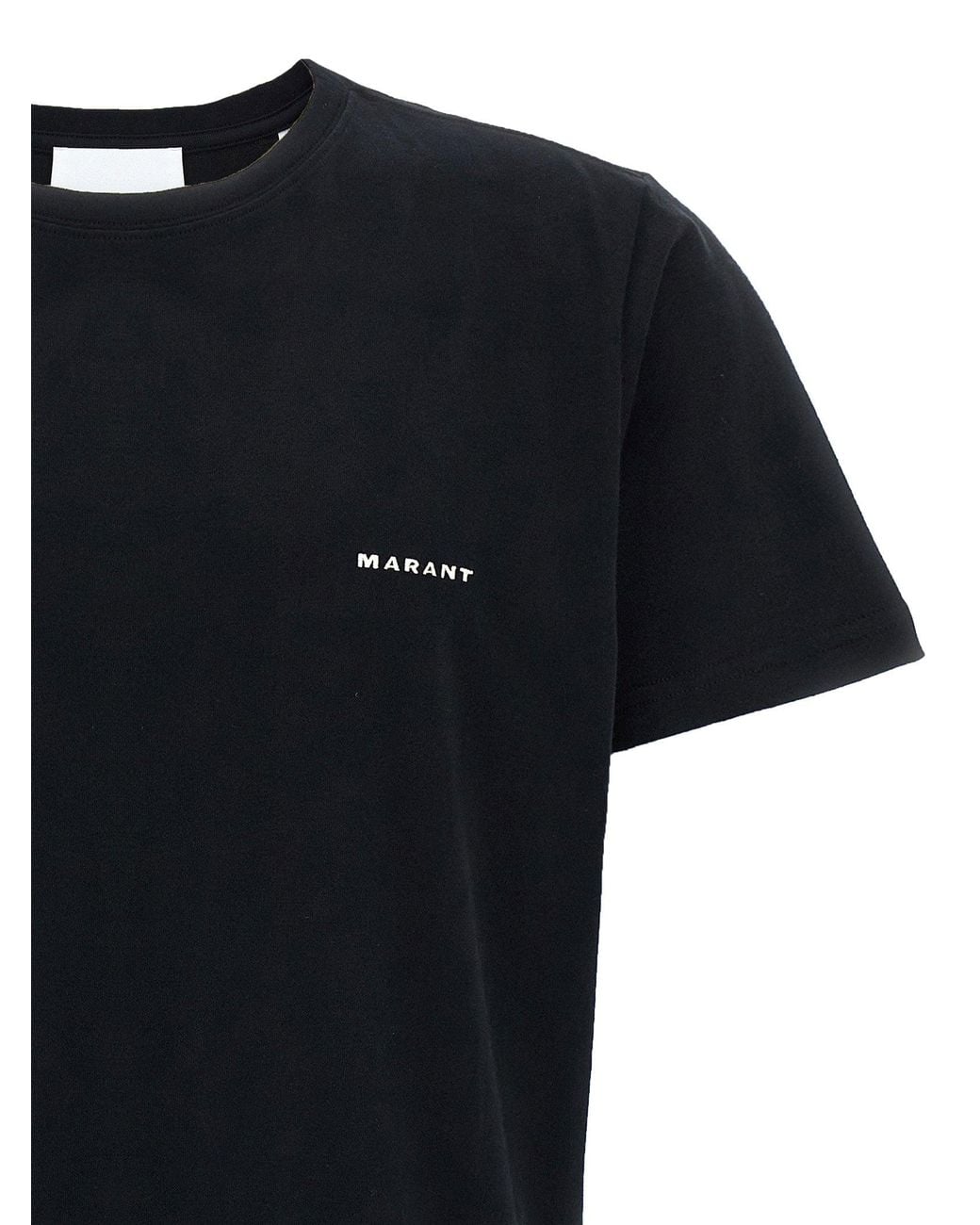 Isabel Marant Black Logo-Flocked Cotton T-Shirt