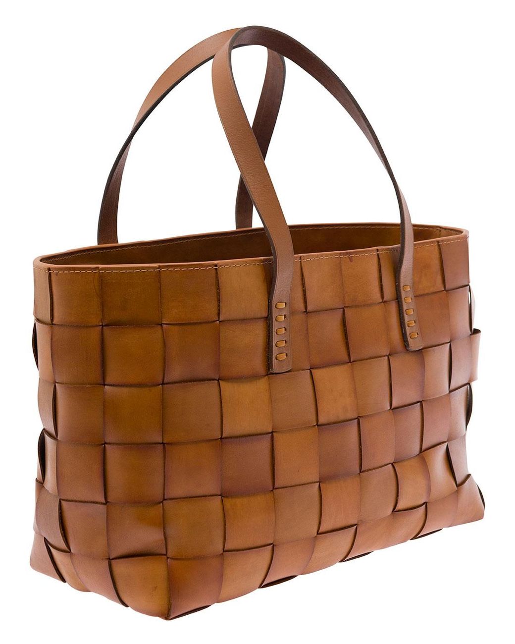 Dragon Diffusion Brown Shopper Bag, Woven Leather Calf Tote Bags