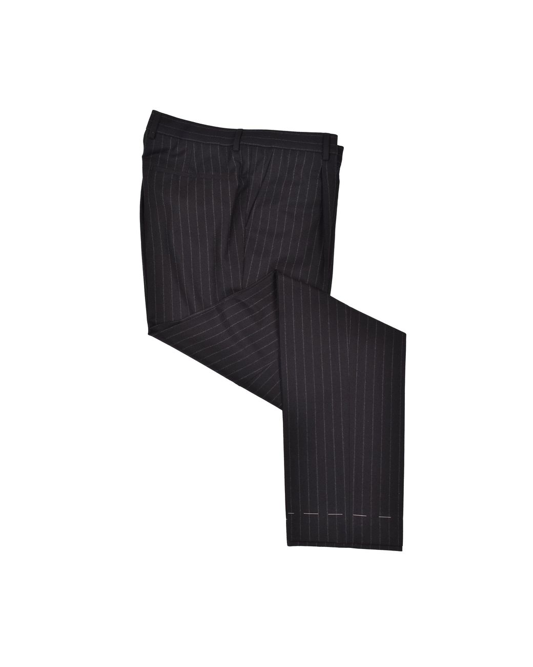 Brunello Cucinelli Black Virgin Wool Pinstripe Trousers for men