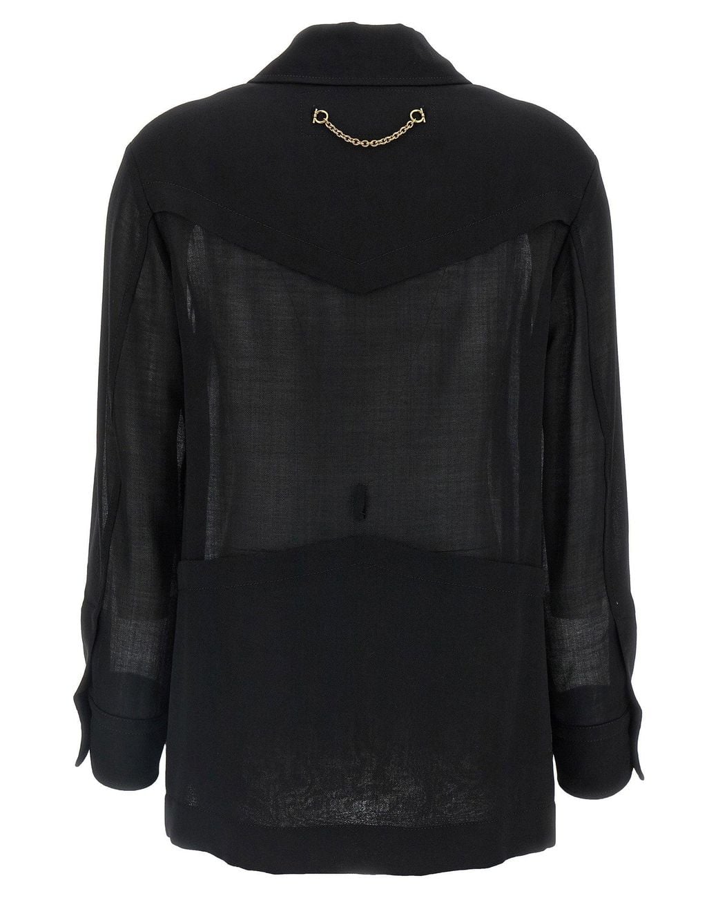 Ferragamo Black Semi-Sheer Wool Jacket