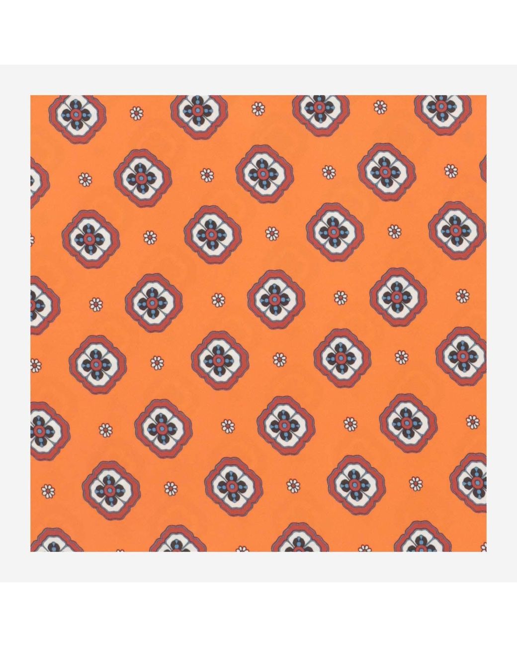 Alberto Biani Orange Floral Pattern Silk Foulard Scarf