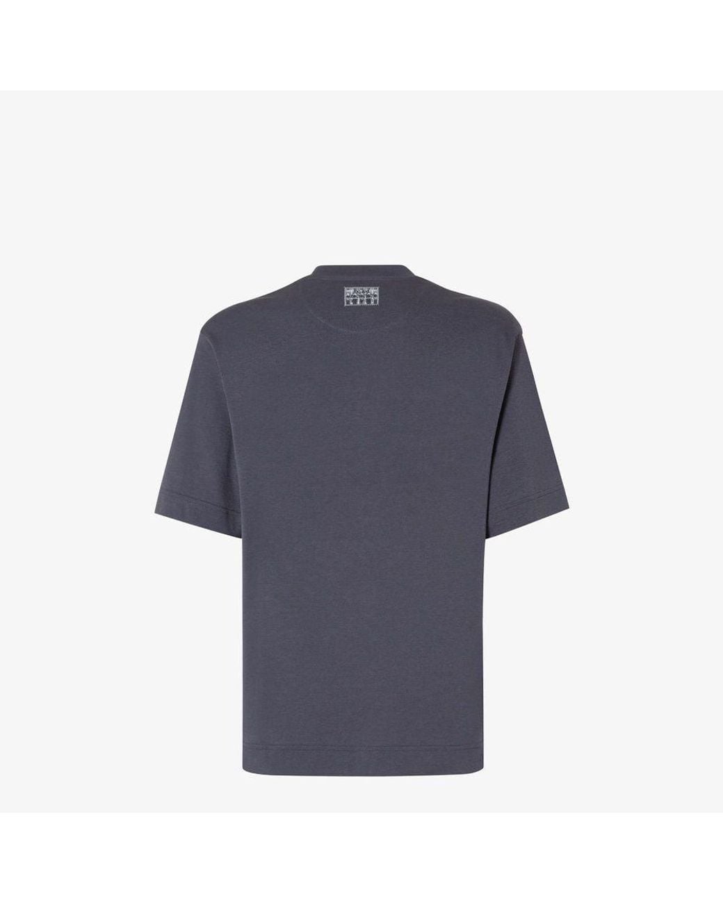 Fendi Blue Fendi Logo-Embroidered T-Shirt — Slate for men