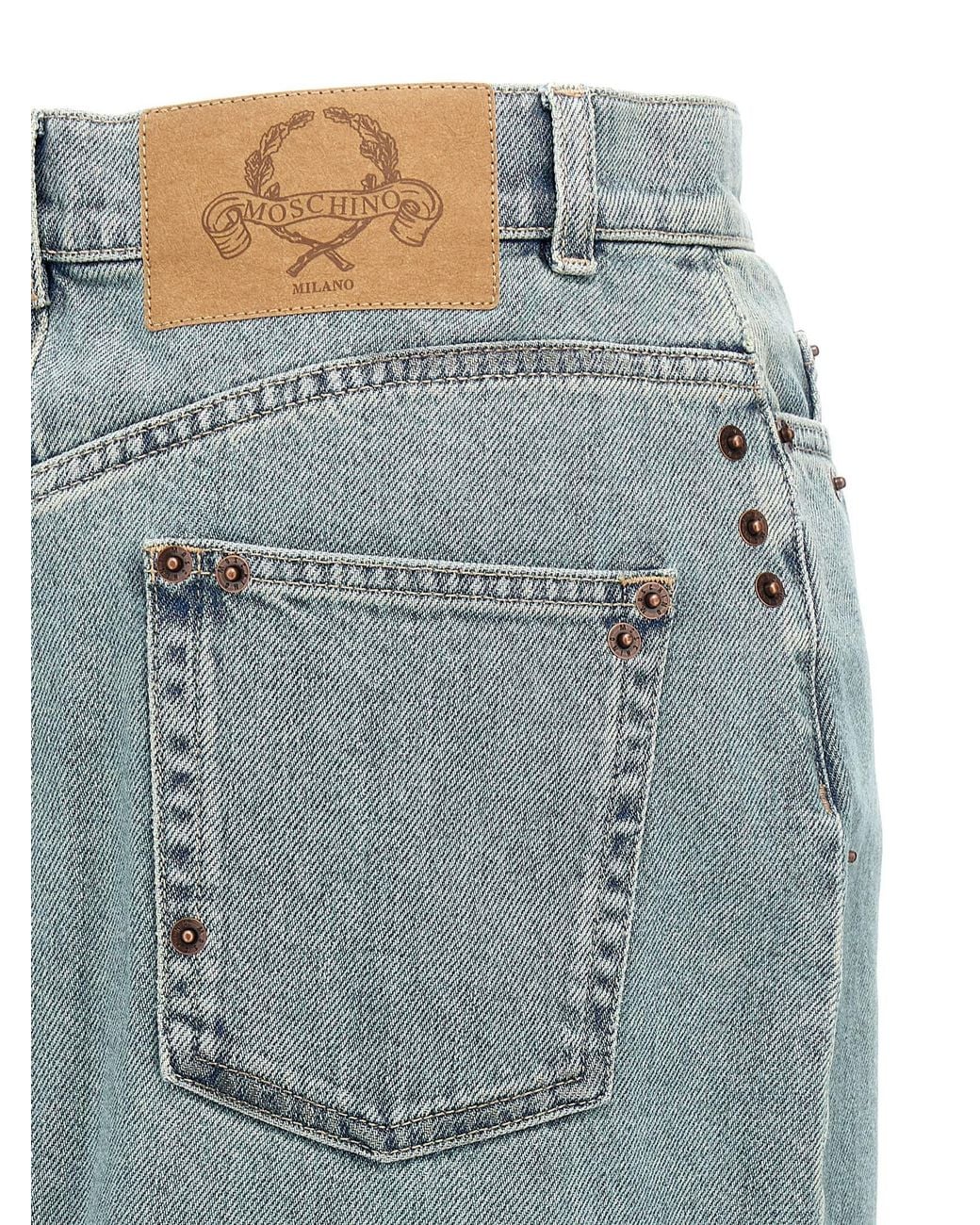 Eye Rivetis Moschino Rivet-Embellished Denim Skirt in Blue | Lyst