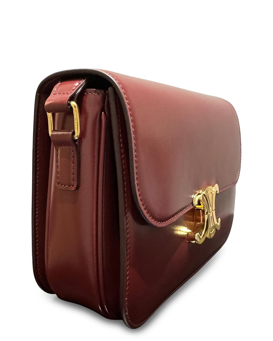 Céline Red Triomphe Classique Leather Crossbody Bag Calf Shoulder