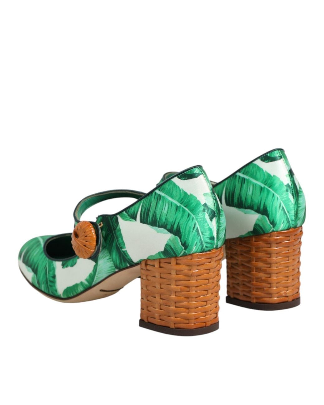 Dolce & Gabbana Green Silk Mary Janes Leaf Sandals Shoes Se+Vi