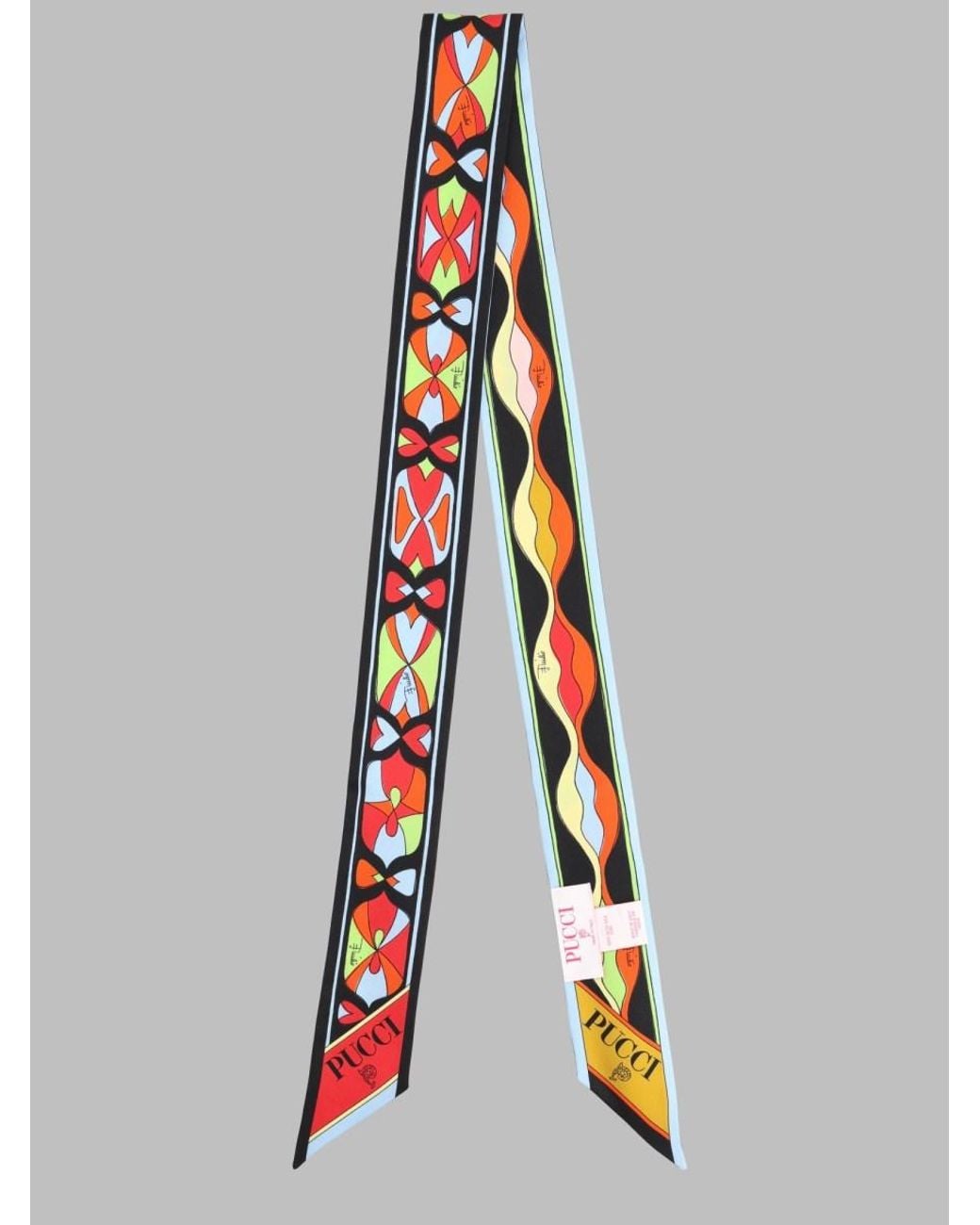 Emilio Pucci White Printed Silk Bandeau Scarf Scarfs