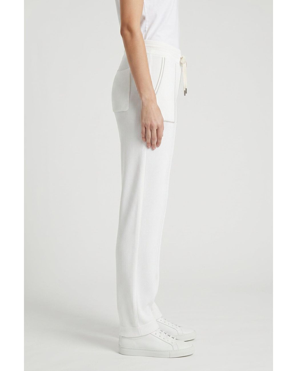 Brunello Cucinelli White Relaxed Cotton Trousers