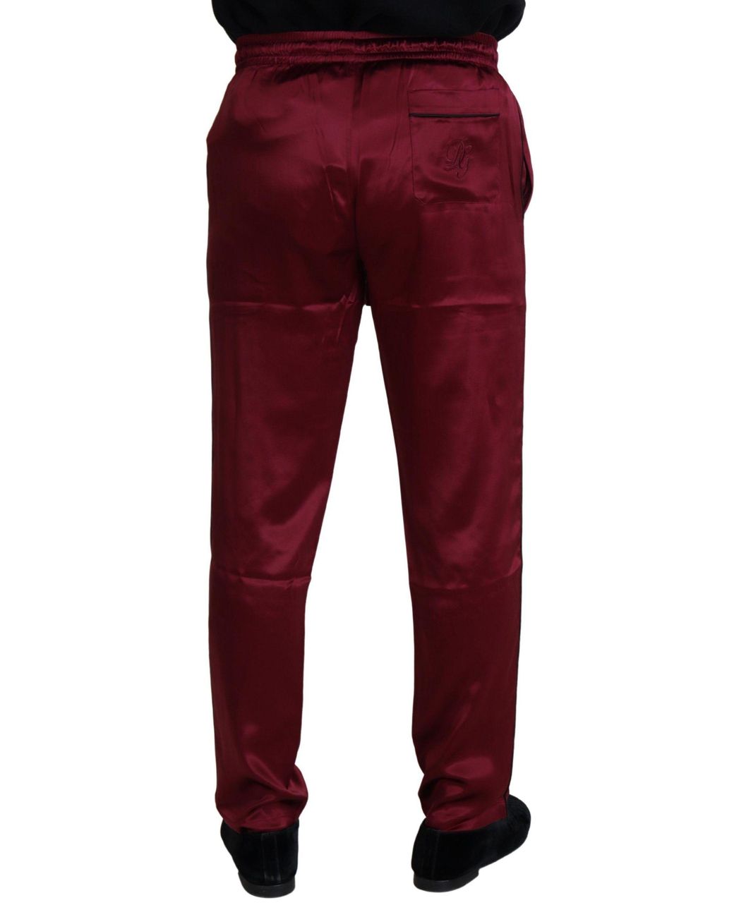 Dolce & Gabbana Red Silk Lounge Pants for men