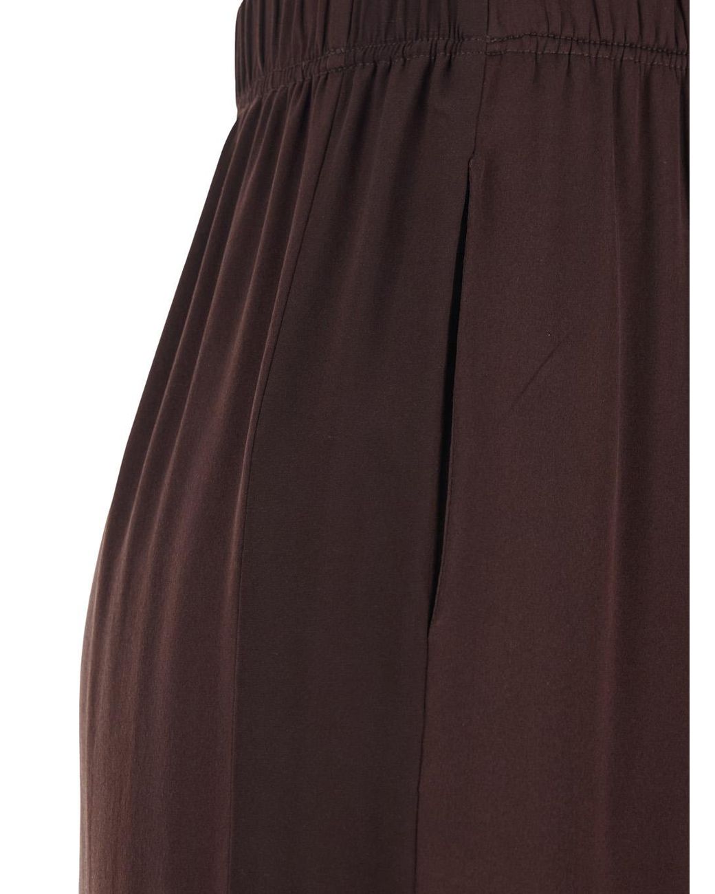Jucca Brown Silk Pants With Elastic Waist And Side Welt Pockets Trousers