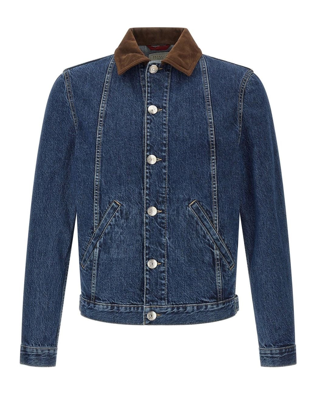 Brunello Cucinelli Blue Denim And Suede Jacket